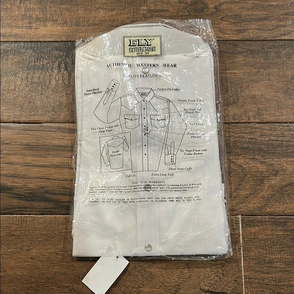 NWT Ely Cattleman White Men's Shirt (2) available 15 1/2 x 33 14 1/2 x 23 - Picture 6 of 11